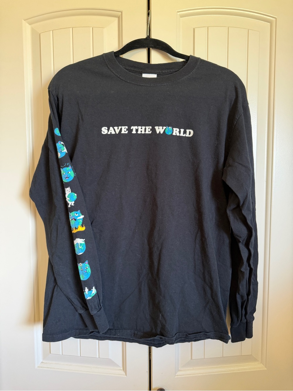 Save The World Black Long Sleeve Graphic Tee
